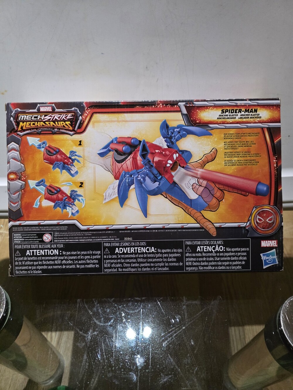 Marvel Mech Strike Mech-Saurus Spiderman Arachno Blaster Nerf Toy